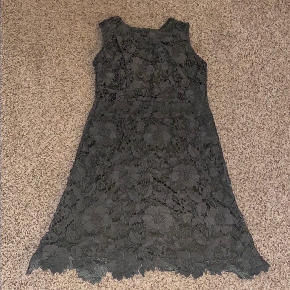 Olive green embroidered dress XL. Goes to knees.